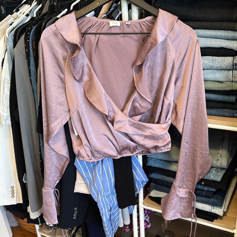Wilfred Pink Ruffled Wrap Blouse